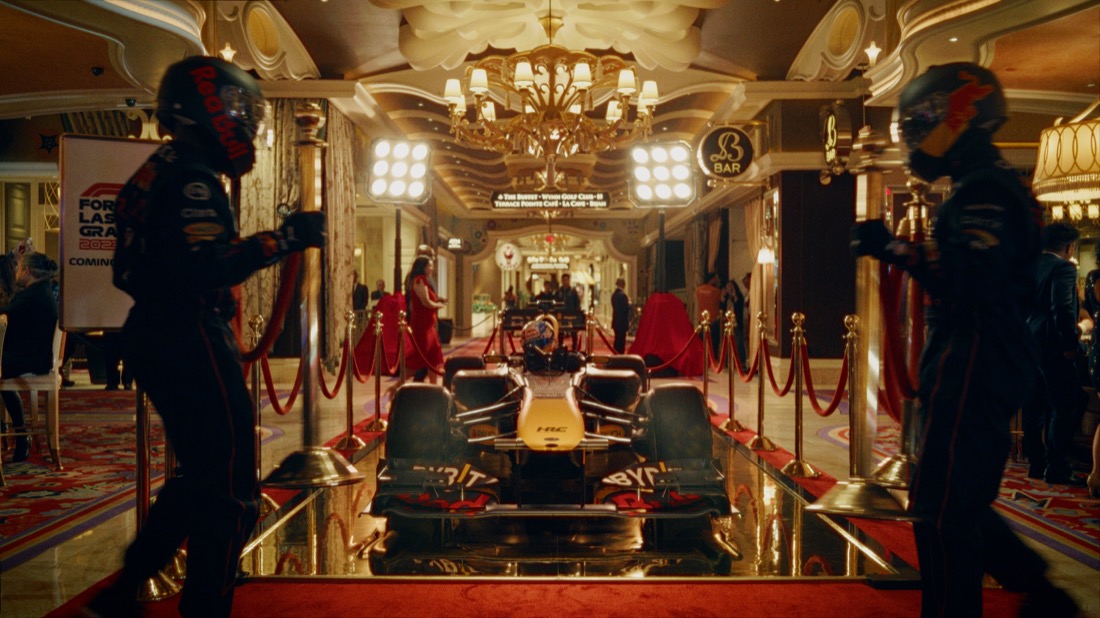 A race car on a red carpet