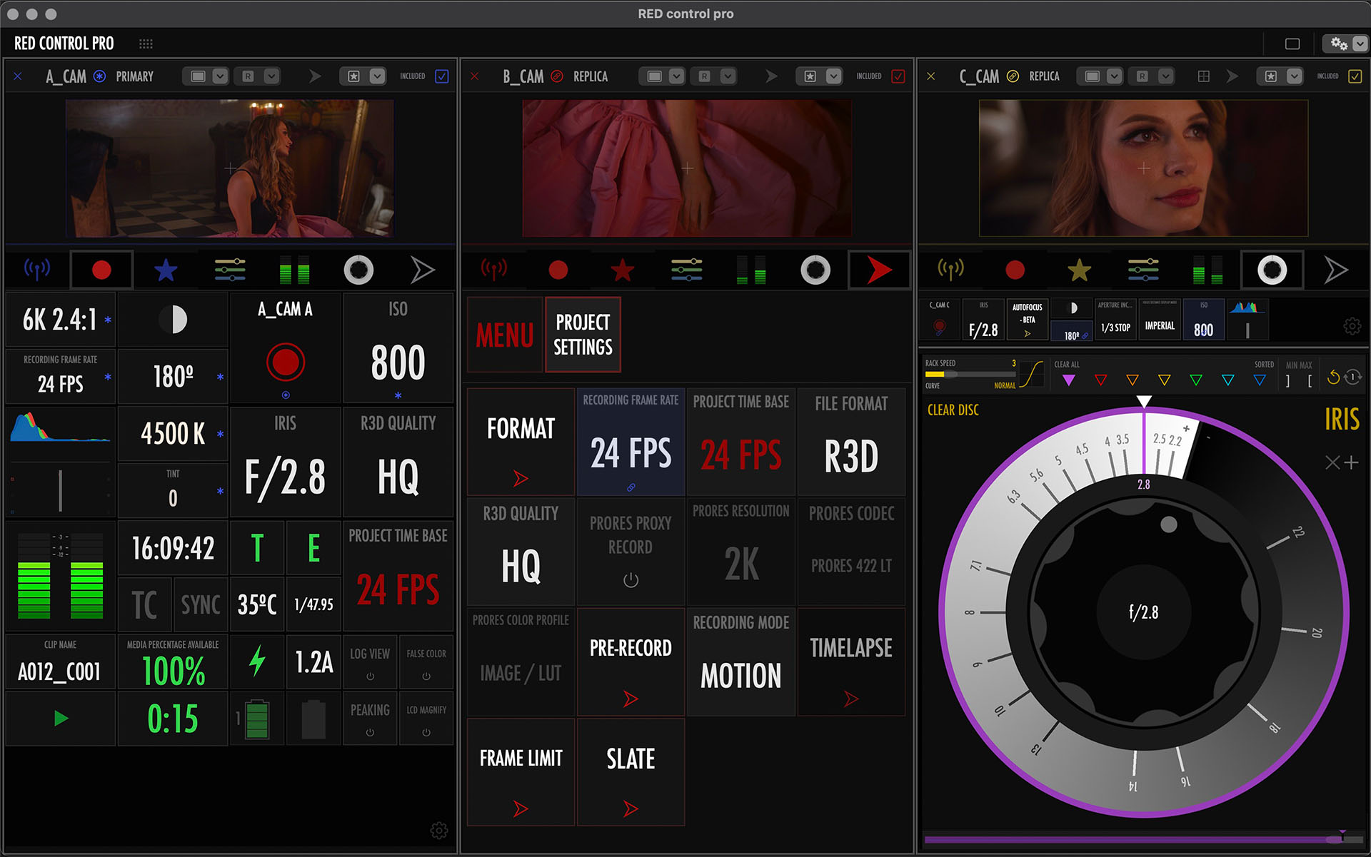 RED Control Pro macOS (screenshot)