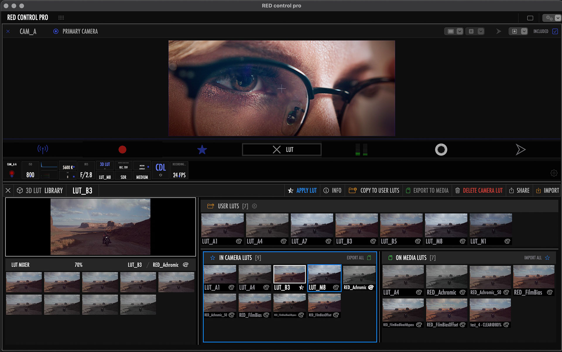 RED Control Pro macOS (screenshot)