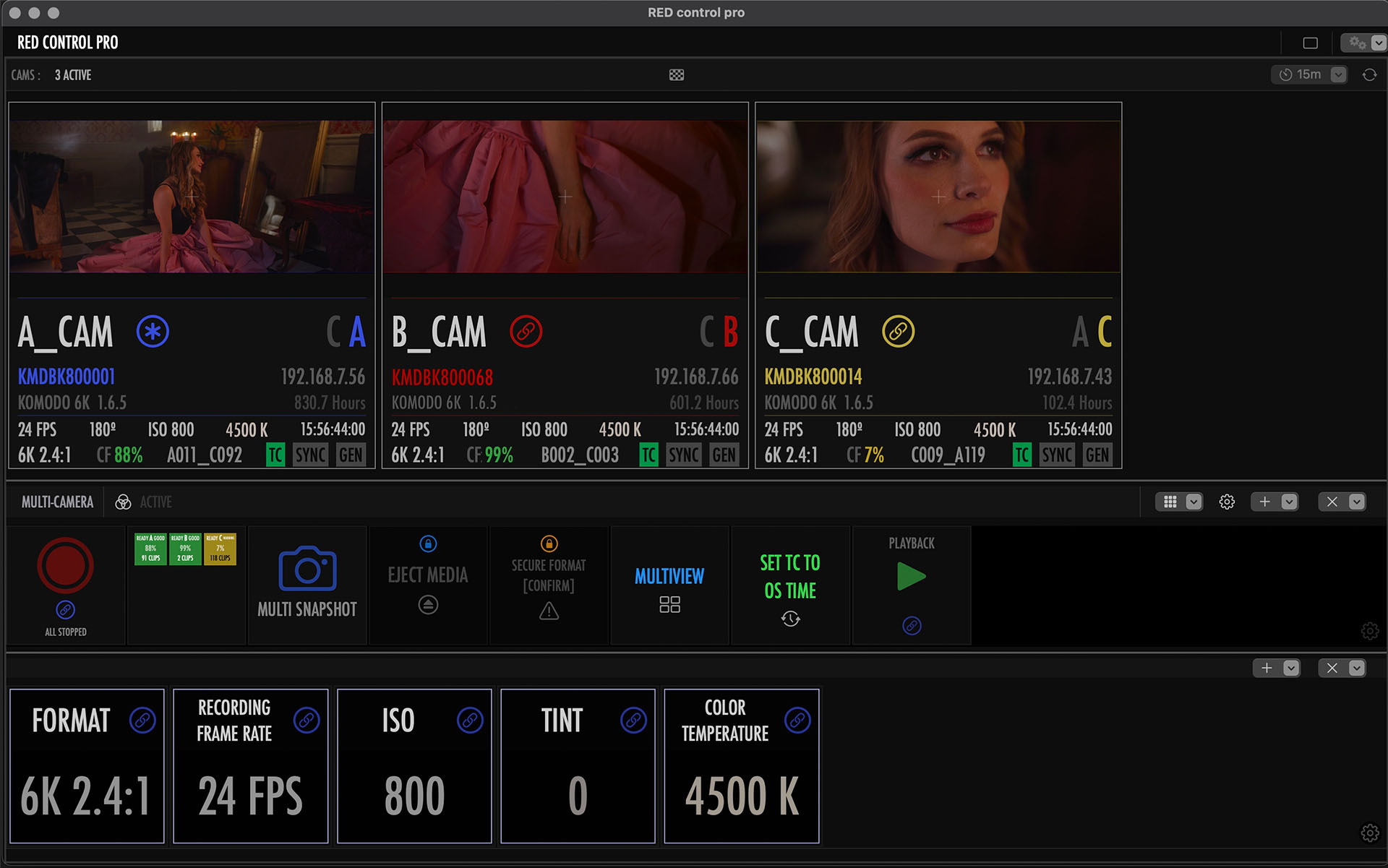 RED Control Pro macOS (screenshot)