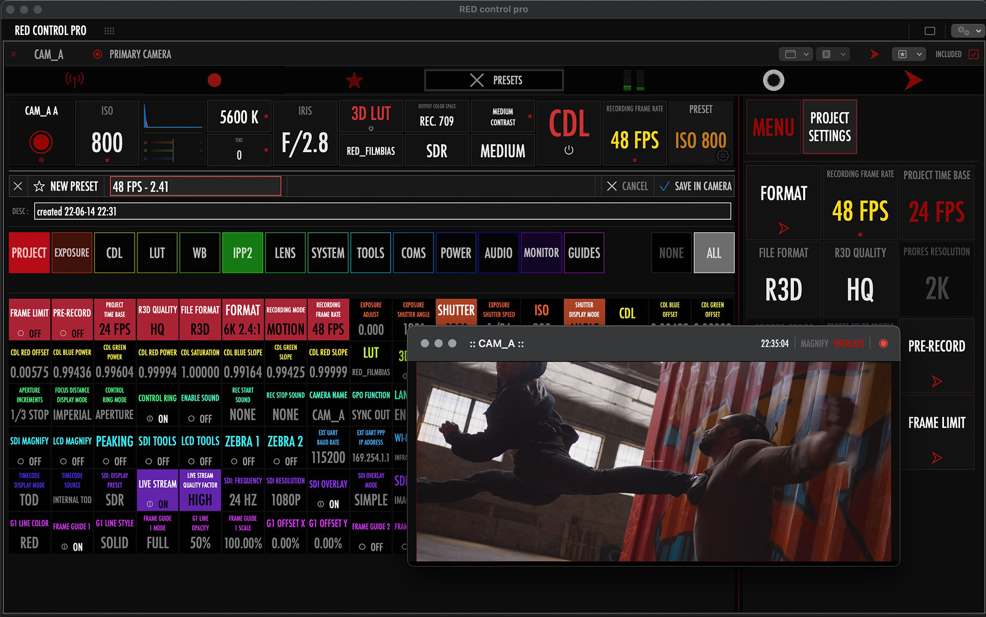 RED Control Pro macOS (screenshot)