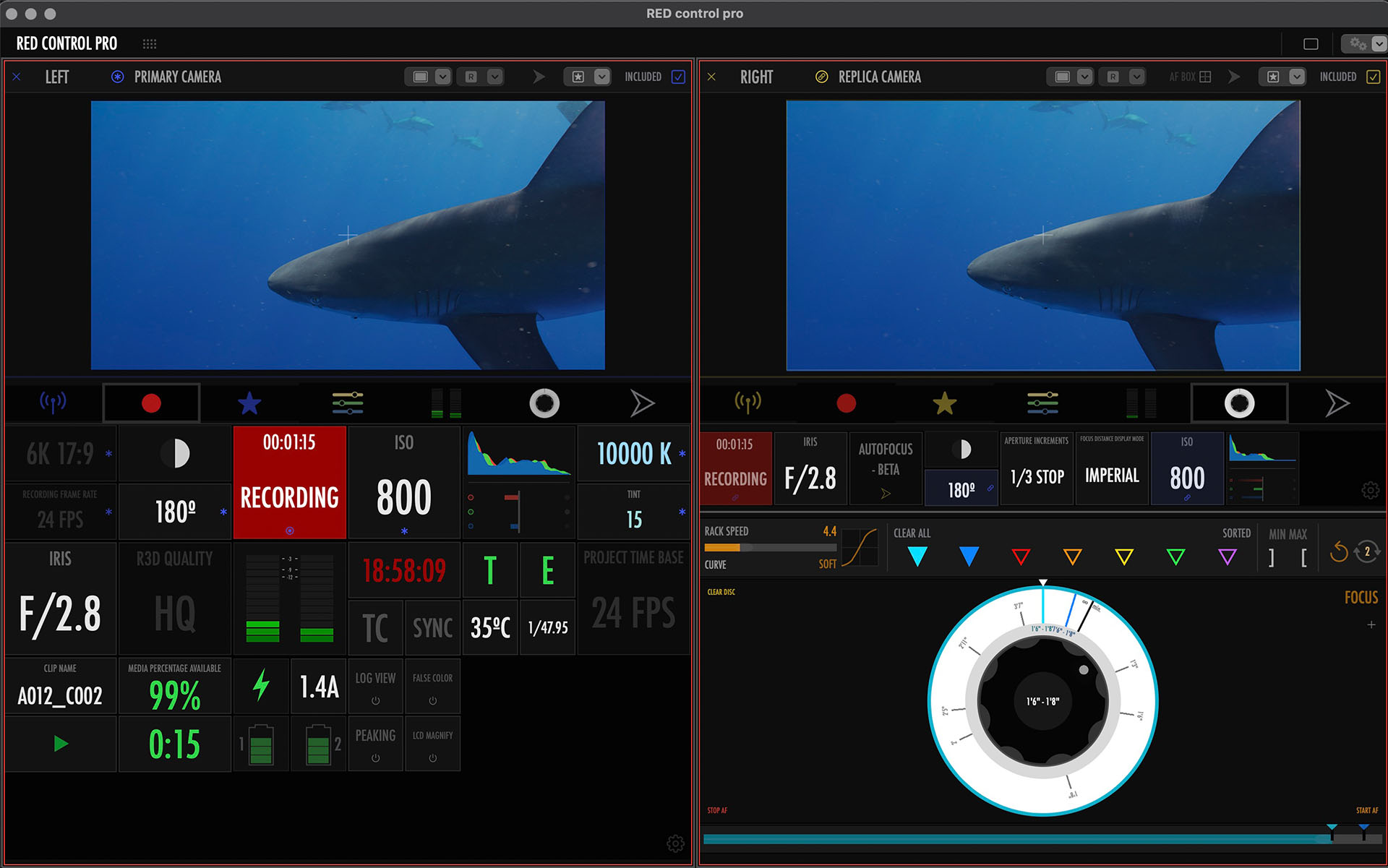 RED Control Pro macOS (screenshot)