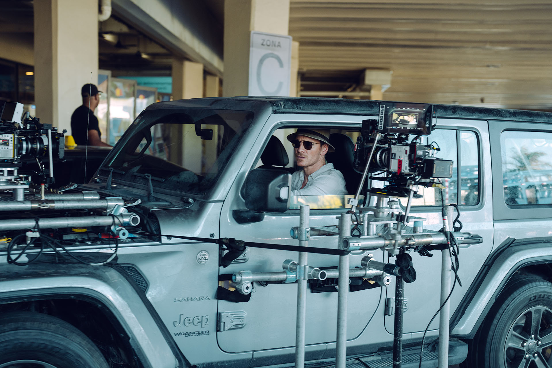 Michael Fassbender on set