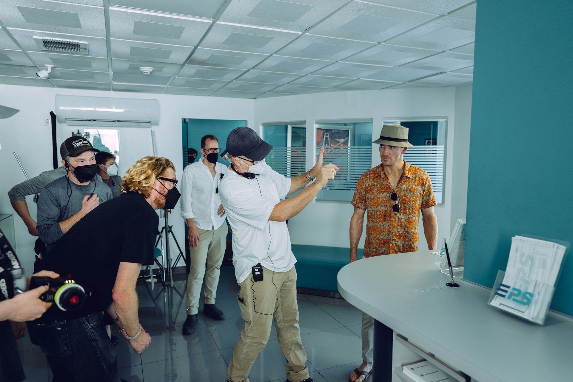 Michael Fassbender on set