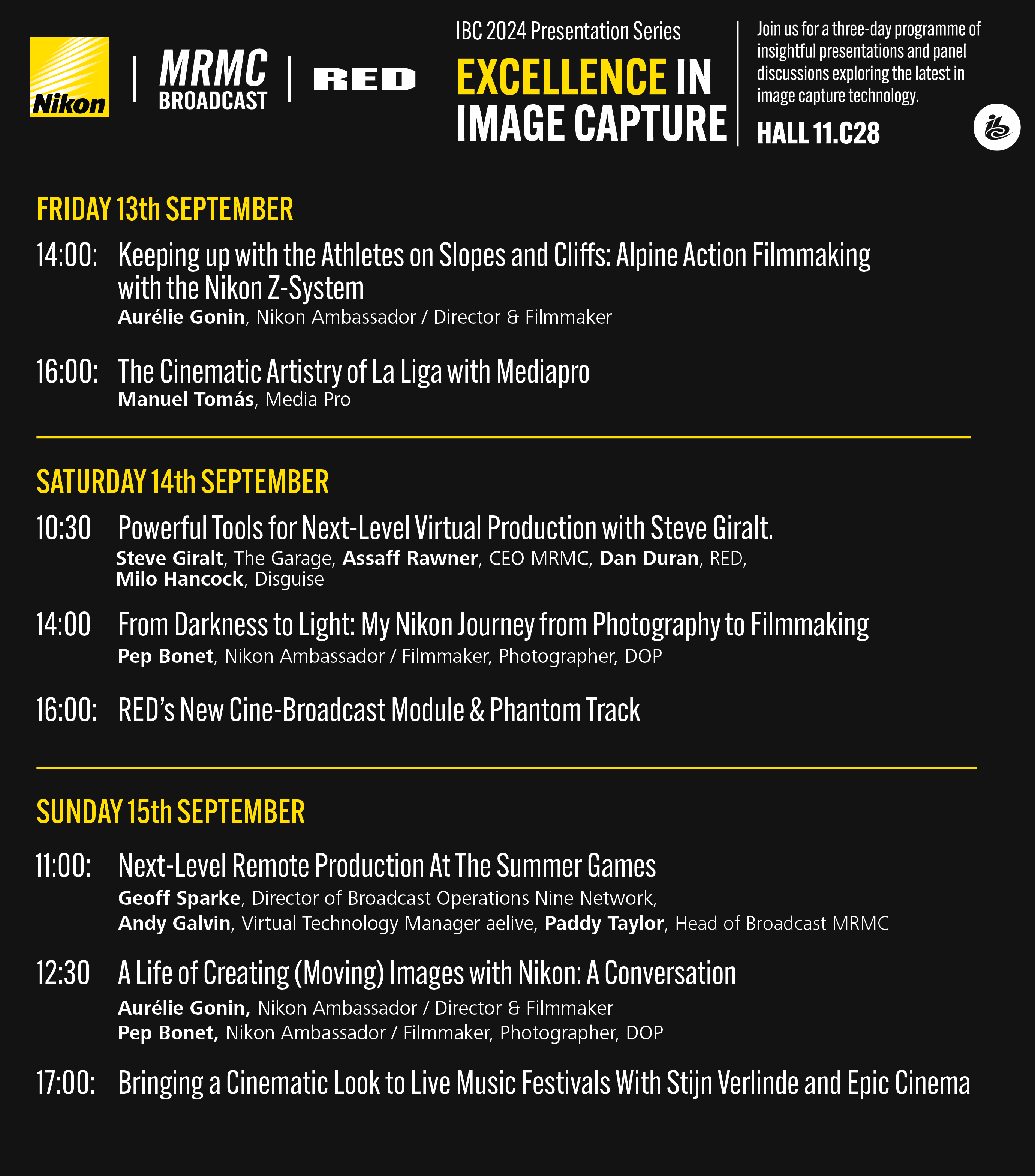 Three-day presentation schedule