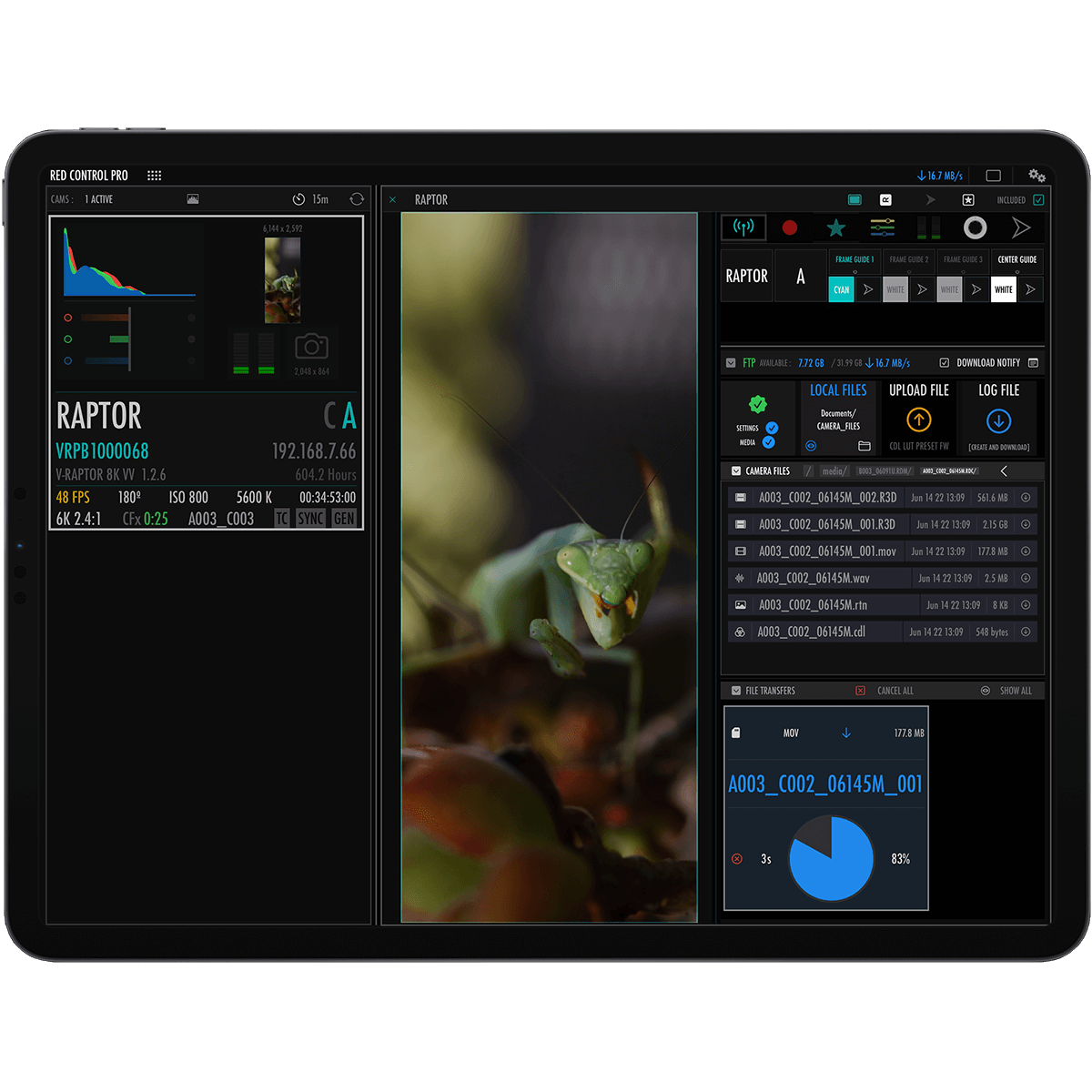 RED Control Pro iPad (screenshot)