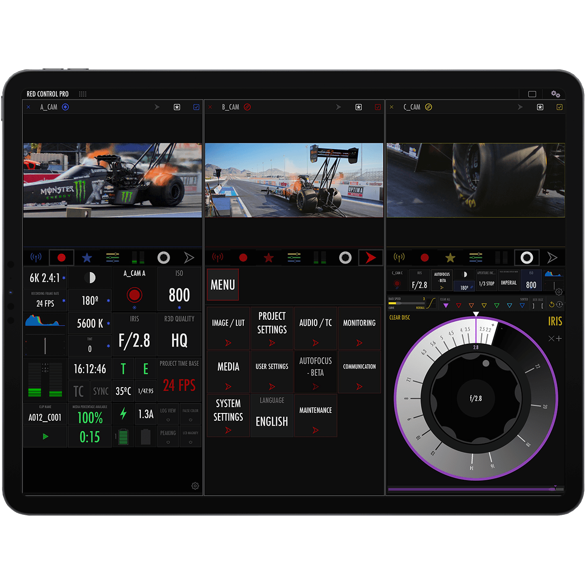 RED Control Pro iPad (screenshot)
