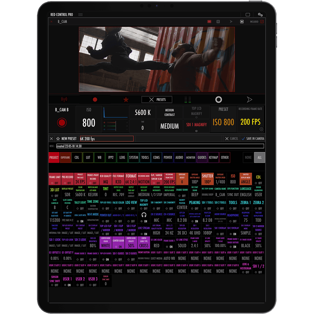 RED Control Pro iPad (screenshot)